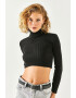 Olalook Bluza crop cu guler inalt - Pled.ro