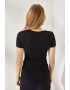 Olalook Bluza crop cu maneci scurte si aspect striat - Pled.ro