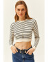 Olalook Bluza crop cu model in dungi - Pled.ro