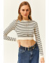 Olalook Bluza crop cu model in dungi - Pled.ro