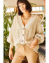 Olalook Cardigan striat cu detalii cu model torsade 121735 - Pled.ro