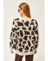 Olalook Pulover cu decolteu la baza gatului si animal print - Pled.ro