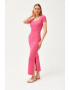 Olalook Rochie maxi bodycon cu decolteu patrat si slit lateral - Pled.ro