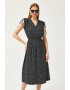 Olalook Rochie midi cu croiala in A si buline - Pled.ro