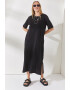 Olalook Rochie-tricou maxi cu croiala lejera si slit lateral - Pled.ro