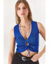 Olalook Top crop striat cu decupaj 151375 - Pled.ro