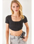 Olalook Tricou crop cu model cu striatii - Pled.ro