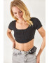 Olalook Tricou crop cu model cu striatii - Pled.ro