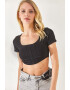 Olalook Tricou crop cu model cu striatii - Pled.ro