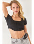 Olalook Tricou crop cu model cu striatii - Pled.ro