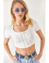 Olalook Tricou crop cu model cu striatii - Pled.ro