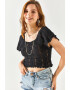 Olalook Tricou crop cu perforatii - Pled.ro