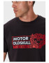 Oldskull Tricou de bumbac cu imprimeu si decolteu la baza gatului - Pled.ro