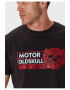 Oldskull Tricou de bumbac cu imprimeu si decolteu la baza gatului - Pled.ro