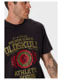 Oldskull Tricou de bumbac cu imprimeu text si grafic si cu decolteu la baza gatului - Pled.ro