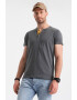 OMBRE Tricou cu model uni si decolteu henley - Pled.ro