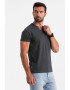 OMBRE Tricou cu model uni si decolteu henley - Pled.ro