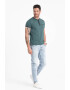 OMBRE Tricou Henley cu accente in dungi - Pled.ro