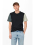 Only & Sons Tricou cu decolteu la baza gatului si imprimeu colorblock - Pled.ro