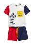 Original Marines Set de tricou si pantaloni scurti colorblock cu text - 2 piese - Pled.ro