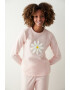 Penti Pijama din material fleece cu aplicatie florala - Pled.ro