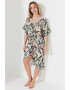 Penti Rochie de plaja cu maneci kimono si model tropical - Pled.ro