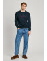 Pepe Jeans London Bluza de trening de bumbac cu decolteu la baza gatului si logo brodat - Pled.ro