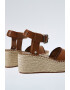 Pepe Jeans London Sandale din piele ecologica cu talpa wedge - Pled.ro