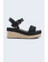 Pepe Jeans London Sandale din piele ecologica si material textil cu talpa wedge - Pled.ro