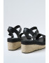 Pepe Jeans London Sandale din piele ecologica si material textil cu talpa wedge - Pled.ro