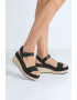 Pepe Jeans London Sandale din piele ecologica si material textil cu talpa wedge - Pled.ro