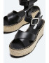 Pepe Jeans London Sandale tip espadrile din piele ecologica cu talpa wedge - Pled.ro