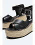 Pepe Jeans London Sandale tip espadrile din piele ecologica cu talpa wedge - Pled.ro