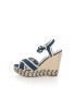 Pepe Jeans London Sandale wedge albastru melange din denim Walker - Pled.ro