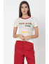 Pepe Jeans London Tricou din tricot fin cu imprimeu text Aurora - Pled.ro