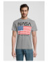 Recovered Tricou de bumbac cu decolteu la baza gatului NASA Moon Landing Date USA Flag 5377 - Pled.ro