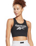 Reebok Bustiera cu imprimeu logo si spate decupat pentru fitness Identity - Pled.ro