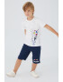 Roly Poly Set de pantaloni scurti si tricou cu imprimeu grafic Alb murdar Bleumarin - Pled.ro