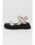 s.Oliver Sandale din piele cu talpa wedge si inchidere velcro - Pled.ro