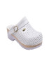 Scholl Saboti dama Clog Supercomfort piele naturala alb - Pled.ro