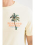 Scotch & Soda Tricou de bumbac organic cu imprimeu tropical si text - Pled.ro