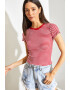 Shade Tricou crop cu model in dungi si decolteu la baza gatului - Pled.ro