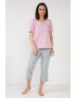 Soft & Seven BY SOFIAMAN Pijama din bumbac cu decolteu henley - Pled.ro