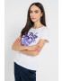 Stefanel Tricou de bumbac cu aplicatii de paiete cu model floral - Pled.ro