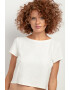 Tessita Tricou crop din amestec de in T401 alb - Pled.ro