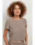 Tessita Tricou crop din amestec de in T401 bej - Pled.ro