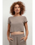 Tessita Tricou crop din amestec de in T401 bej - Pled.ro