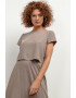 Tessita Tricou crop din amestec de in T401 bej - Pled.ro