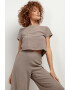 Tessita Tricou crop din amestec de in T401 bej - Pled.ro