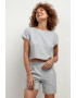 Tessita Tricou crop din amestec de in T401 gri - Pled.ro